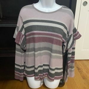 Gray & purple striped sweater